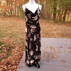 Haute Hippie Solitaire Floral Burnout Sleeveless Cowl Neck Maxi Dress size XS